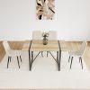 MDF Wood Colour Dining Table Set of 4 and Modern Dining Chairs , Mid Century Wooden Kitchen Table Set, Metal Base & Legs