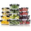 24 Piece Glass Storage Containers with Lids - Leak Proof, Dishwasher Safe Glass Food Storage Containers for Meal Prep