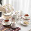 Porcelain Tea Sets British Royal Series, 8 OZ Cups & Saucer Service for 6, Teapot Sugar Bowl Cream Pitcher spoons, Teaware Sets