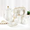 22 pcs White Porcelain Tea Set for 6, Luxury British Style Tea/Coffee Cup Set with Golden Trim, Beautiful Tea Set for Women,