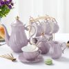 22 pcs White Porcelain Tea Set for 6, Luxury British Style Tea/Coffee Cup Set with Golden Trim, Beautiful Tea Set for Women,