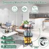 3 Tier Rolling Utility Cart Movable Storage Organizer with Mesh Baskets Lockable Wheels 360 Degree Rotatable Hanging Box Hooks Bedroom Bathroom Kitche