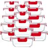 30 Pieces Glass Food Storage Containers with Snap Locking Lids,Glass Meal Prep Containers Set - Lunch Containers,Microwave