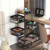 Rotating Kitchen Storage Shelf 5 Tier, Metal Fruit Vegetable Storage Basket Multi-Layer Vegetable Rack Storage Trolley on Wheels